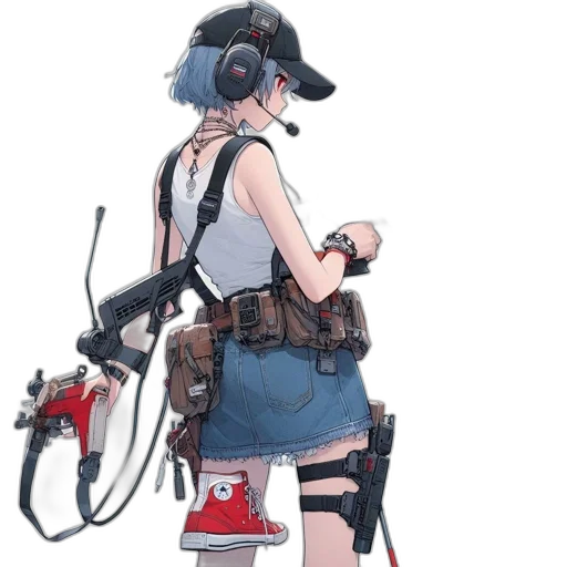 weapon, staff, robot, concept art, cyberpunk, anime, pixel art, animated transparent PNG cut-out