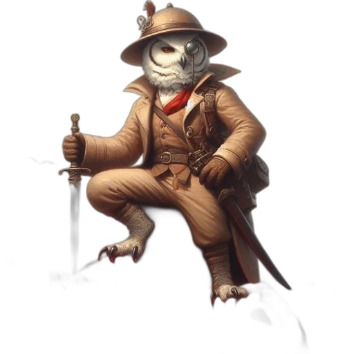 staff, jacket, hat, creature, concept art, fantasy art, pixel art, comic book art transparent PNG cut-out