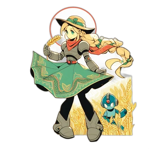staff, weapon, robot, concept art, pixel art, comic book art, anime, green transparent PNG cut-out