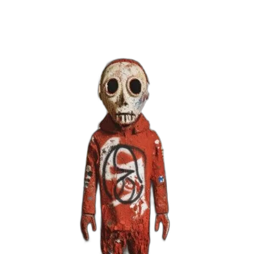 mask, jacket, creature, concept art, 3d render, red, individual, wearing transparent PNG cut-out