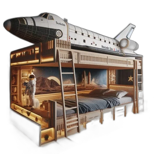 furniture, concept art, 3d render, photorealistic, fantasy art, outer space, space-themed, children transparent PNG cut-out