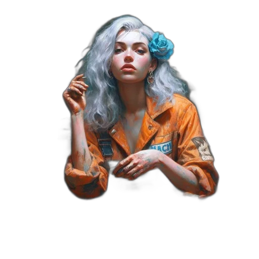 jacket, dress, jewelry, face, fantasy art, concept art, photorealistic, oil painting transparent PNG cut-out