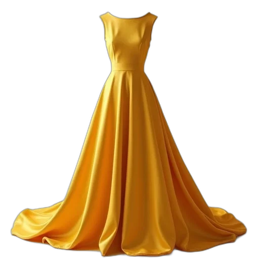 dress, jewelry, 3d render, photorealistic, golden, colorful, plain, unadorned transparent PNG cut-out