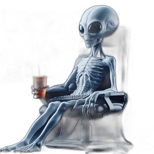 robot, bottle, dress, creature, concept art, 3d render, photorealistic, outer space transparent PNG cut-out
