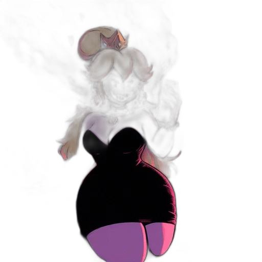 mask, hair, dress, hat, concept art, 3d render, vaporwave, pixel art transparent PNG cut-out