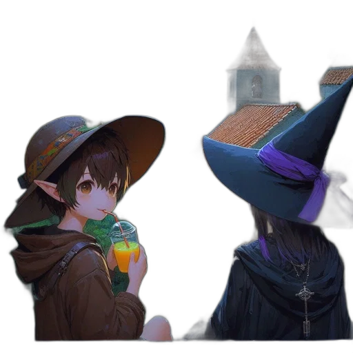 hat, staff, mask, crown, concept art, 3d render, fantasy art, anime transparent PNG cut-out