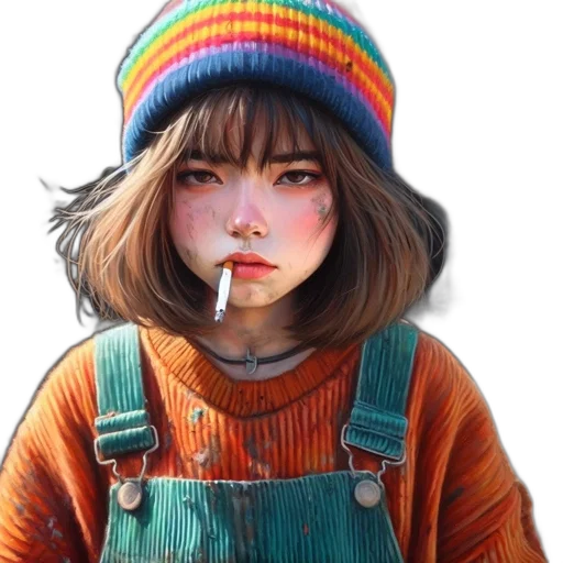 face, jacket, hat, mask, photorealistic, oil painting, watercolor, fantasy art transparent PNG cut-out