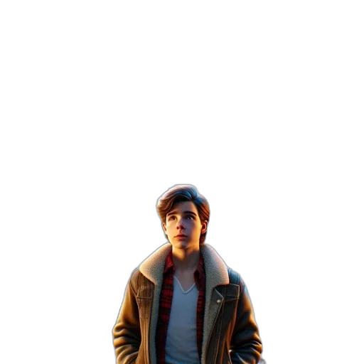jacket, hat, creature, pixel art, 3d render, photorealistic, concept art, neon lights transparent PNG cut-out