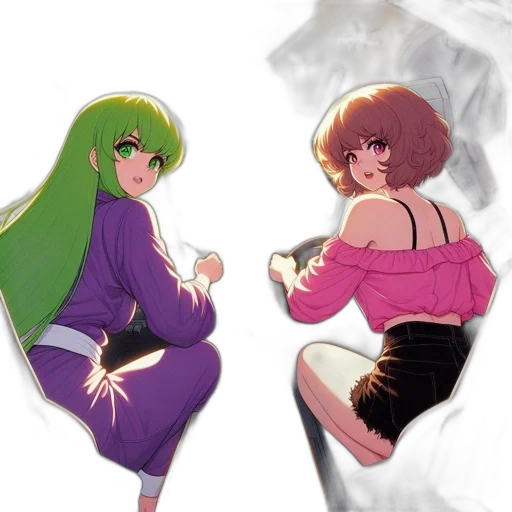 jacket, dress, concept art, anime, vaporwave, watercolor, green, neon transparent PNG cut-out
