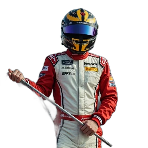staff, young, male, racing, suit, holding, checkered, flag transparent PNG cut-out