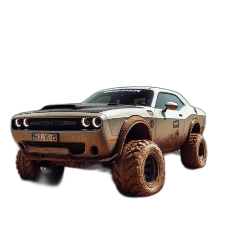 car, 3d render, photorealistic, concept art, fantasy art, dodge, challenger, navigates transparent PNG cut-out