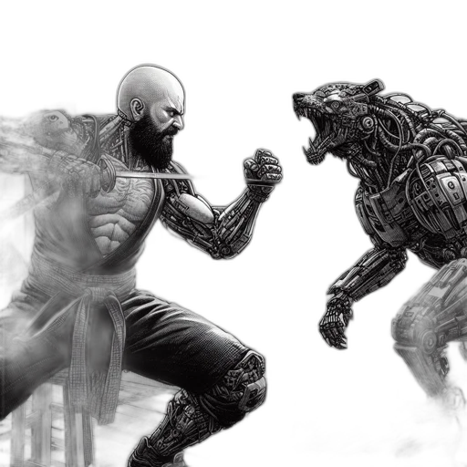 comic book art, concept art, fantasy art, urban, setting, bald, traditionally, clad transparent PNG cut-out