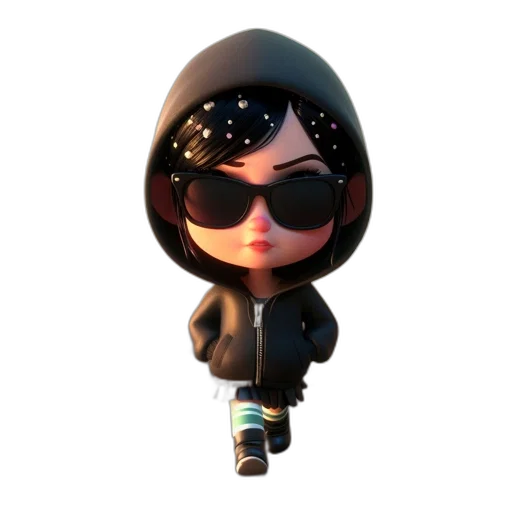jacket, staff, 3d render, concept art, cyberpunk, cartoon, dark, young transparent PNG cut-out