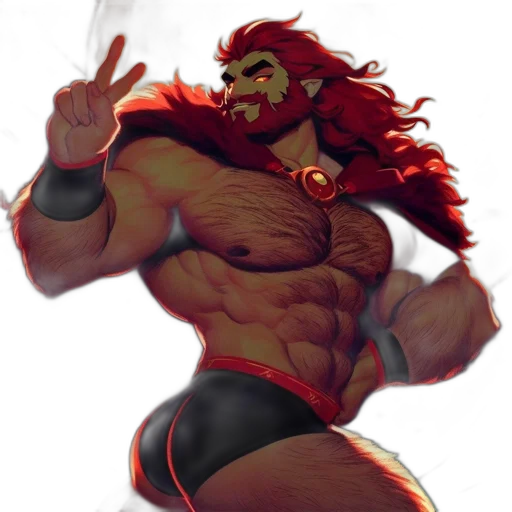 concept art, fantasy art, comic book art, pixel art, red, animated, figure, muscular transparent PNG cut-out