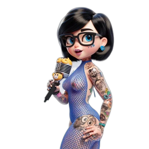 dress, cartoon, concept art, 3d render, comic book art, anime-style, figure, donning transparent PNG cut-out