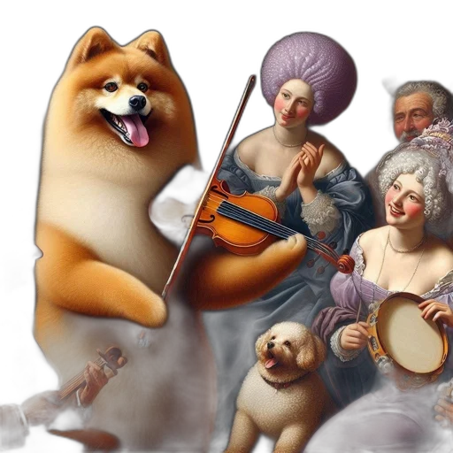fantasy art, concept art, oil painting, photorealistic, shiba, inu, dog, dressed transparent PNG cut-out