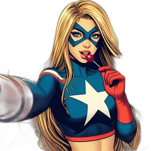 comic book art, concept art, cartoon, 3d render, superhero, blue, red, costume transparent PNG cut-out