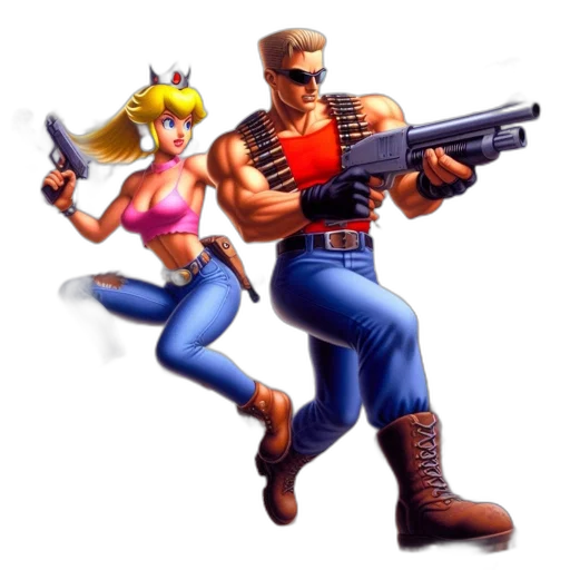 weapon, concept art, pixel art, 3d render, comic book art, two, animated, characters transparent PNG cut-out