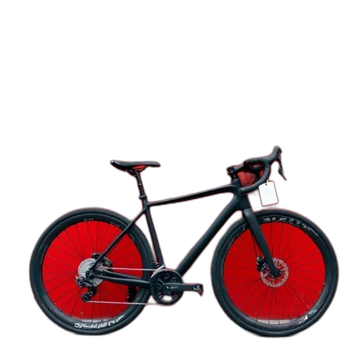 3d render, red, black, mountain, bike, seat, handlebars, parked transparent PNG cut-out