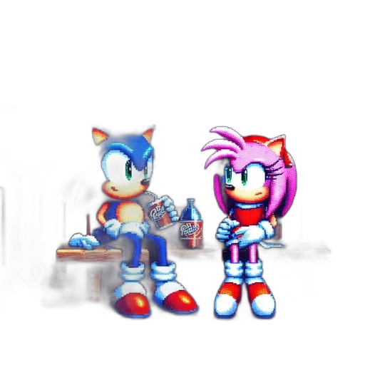 robot, concept art, pixel art, 3d render, vaporwave, outer space, blue, sonic transparent PNG cut-out