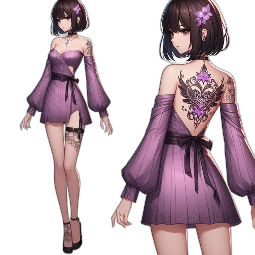 dress, concept art, fantasy art, 3d render, anime, dark, pastel, monochrome transparent PNG cut-out