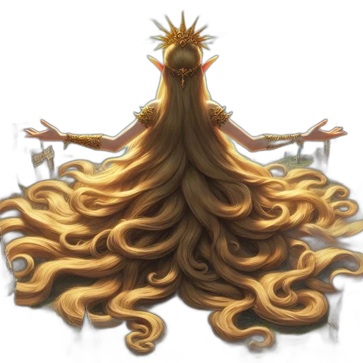 hair, crown, dress, creature, concept art, fantasy art, pixel art, 3d render transparent PNG cut-out