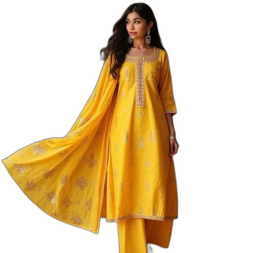 dress, golden, rajasthan, style transparent PNG cut-out