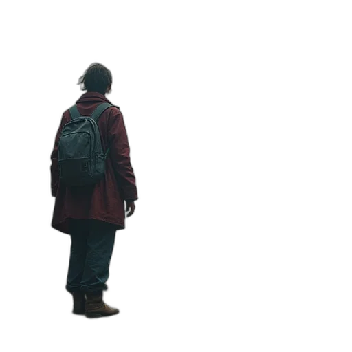 jacket, hat, umbrella, robot, concept art, 3d render, cyberpunk, fog transparent PNG cut-out