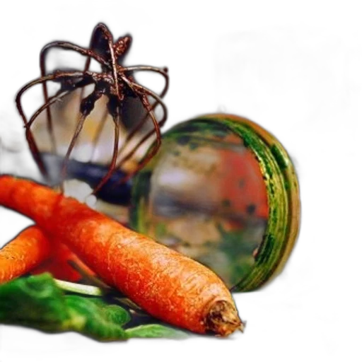 food, crown, jewelry, animal, photorealistic, 3d render, close-up, carrots transparent PNG cut-out