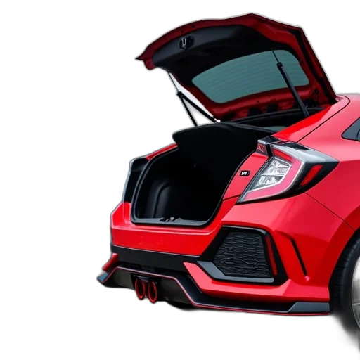 car, 3d render, red, honda, civic, parked, next, blue transparent PNG cut-out