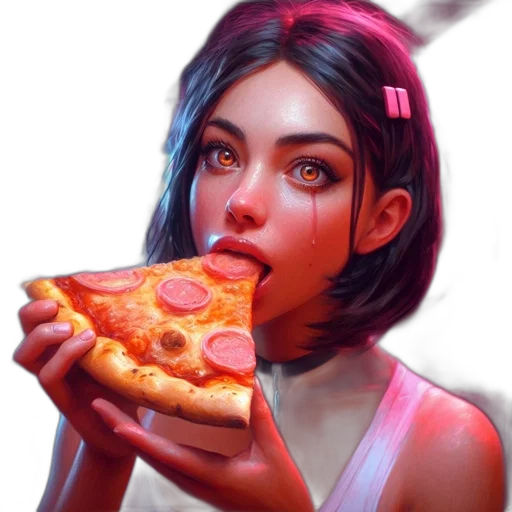 food, face, weapon, concept art, cyberpunk, photorealistic, fantasy art, neon lights transparent PNG cut-out