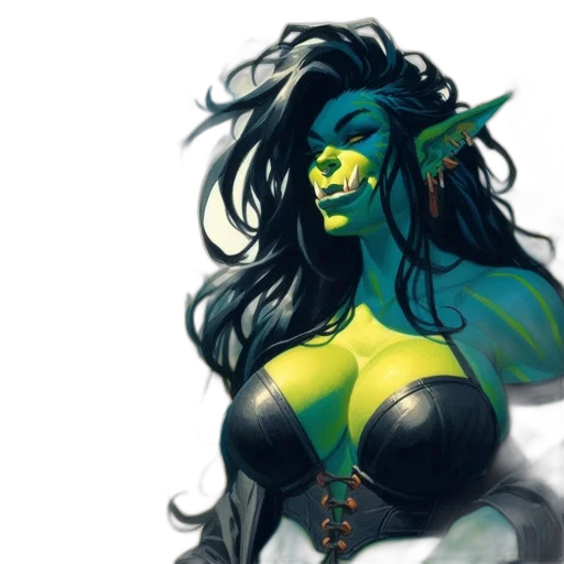 fantasy art, concept art, comic book art, pixel art, green, neon, fantastical, creature transparent PNG cut-out