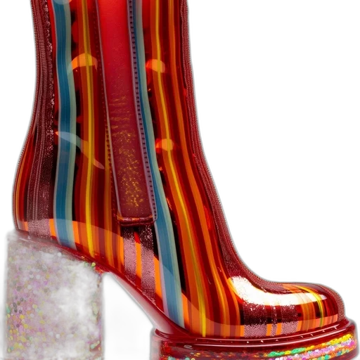 shoes, photorealistic, 3d render, colorful, ankle-length, boot, blue, yellow transparent PNG cut-out