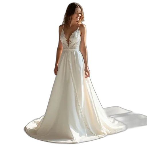 dress, photorealistic, line, wedding, gown, deep, plunge, neckline transparent PNG cut-out
