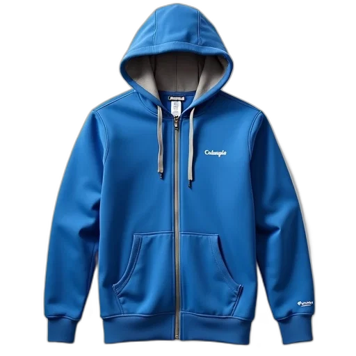 jacket, 3d render, blue, hoodie, grey, zipper, white, tag transparent PNG cut-out