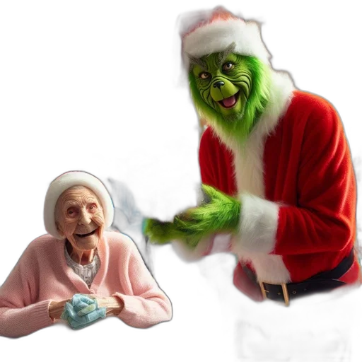concept art, 3d render, photorealistic, jubilant, elderly, woman, pink, sweater transparent PNG cut-out