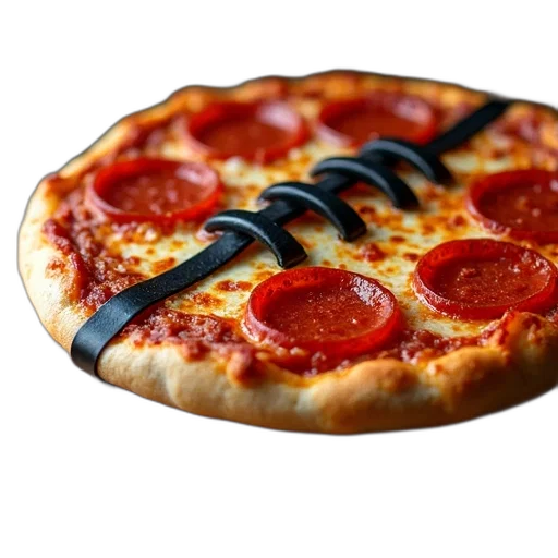 food, weapon, umbrella, face, 3d render, photorealistic, pepperoni, pizza transparent PNG cut-out