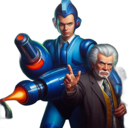 staff, weapon, robot, concept art, pixel art, vaporwave, fantasy art, blue transparent PNG cut-out