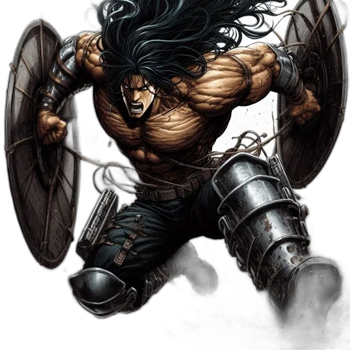 hair, comic book art, fantasy art, concept art, photorealistic, intensely, posed, man transparent PNG cut-out
