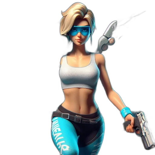 weapon, staff, jacket, concept art, cyberpunk, 3d render, pixel art, blue transparent PNG cut-out