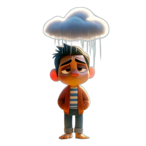 umbrella, jacket, concept art, cartoon, 3d render, pixel art, rain, fog transparent PNG cut-out