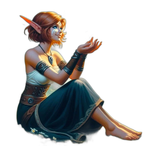 staff, dress, jewelry, face, fantasy art, concept art, pixel art, 3d render transparent PNG cut-out