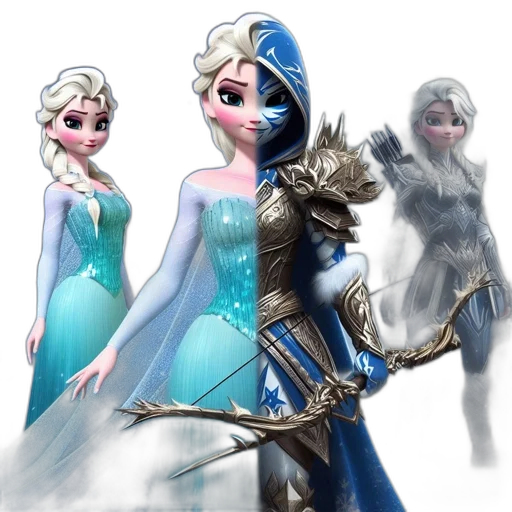 crown, dress, sword, staff, concept art, fantasy art, 3d render, comic book art transparent PNG cut-out