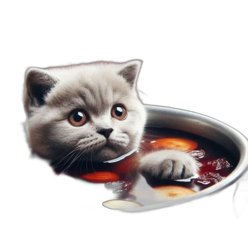 food, animal, photorealistic, oil painting, watercolor, pixel art, gray, kitten transparent PNG cut-out