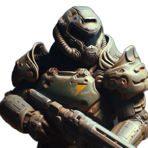 robot, weapon, face, creature, concept art, 3d render, photorealistic, fantasy art transparent PNG cut-out