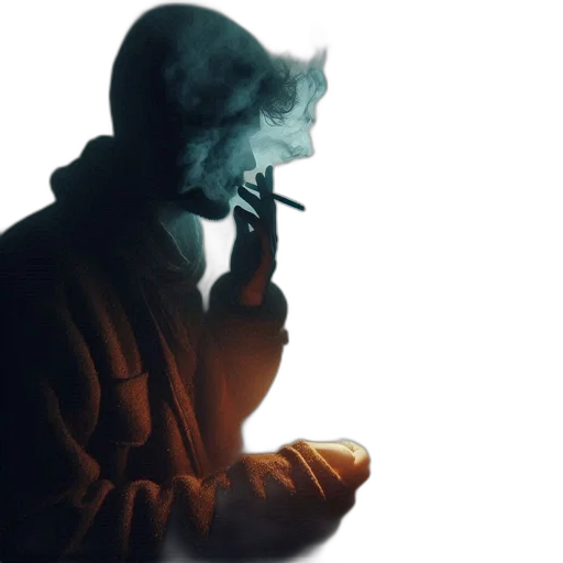 mask, jacket, face, staff, concept art, cyberpunk, photorealistic, vaporwave transparent PNG cut-out