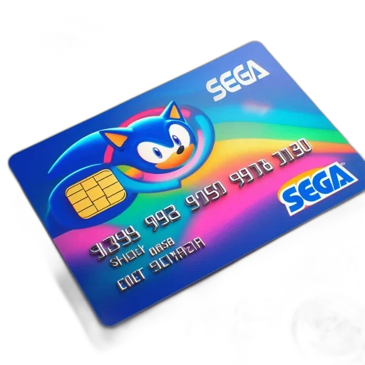 3d render, credit, card, featuring, sega, logo, displaying, sonic transparent PNG cut-out