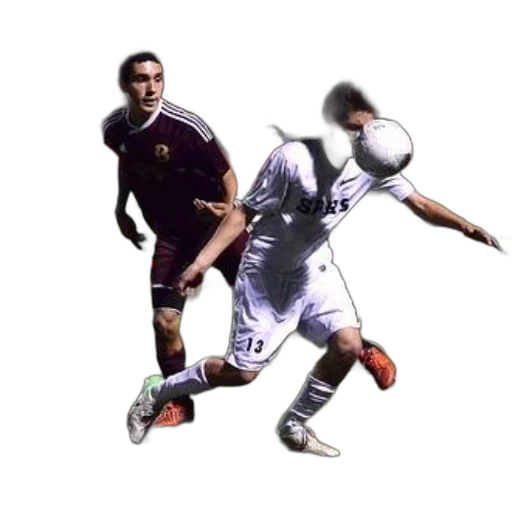 photorealistic, pixel art, concept art, 3d render, two, soccer, players, action transparent PNG cut-out