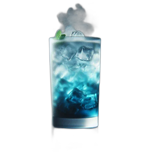 bottle, vaporwave, 3d render, photorealistic, concept art, underwater, blue, cocktail transparent PNG cut-out