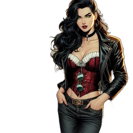 comic book art, concept art, cartoon, fantasy art, woman, stands, beside, old transparent PNG cut-out